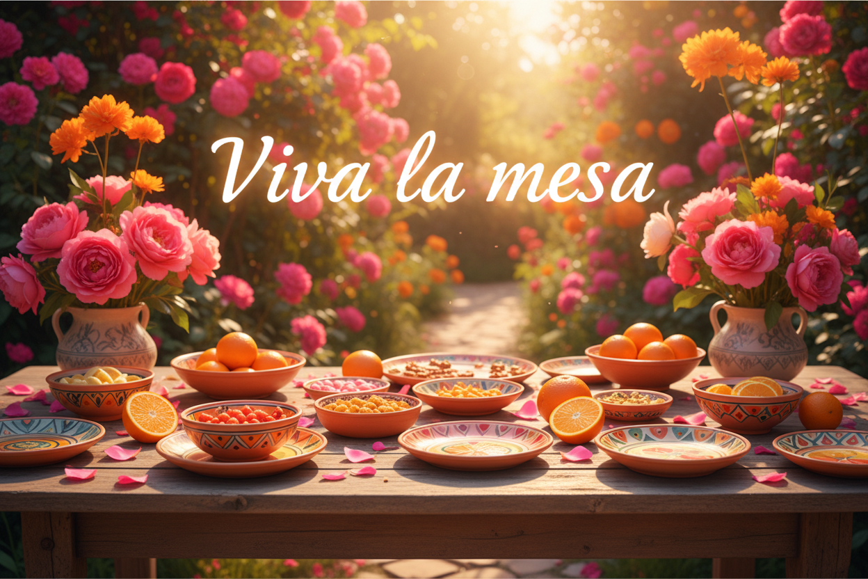 Viva la mesa - tuinsetting met bloemen en schaaltjes
